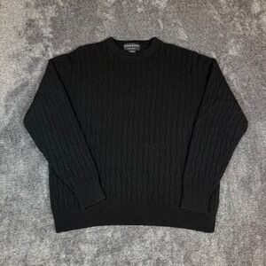 Grayson & Dunn Mens XXL Black 100% Cashmere Cable Knit Crewneck Sweater
